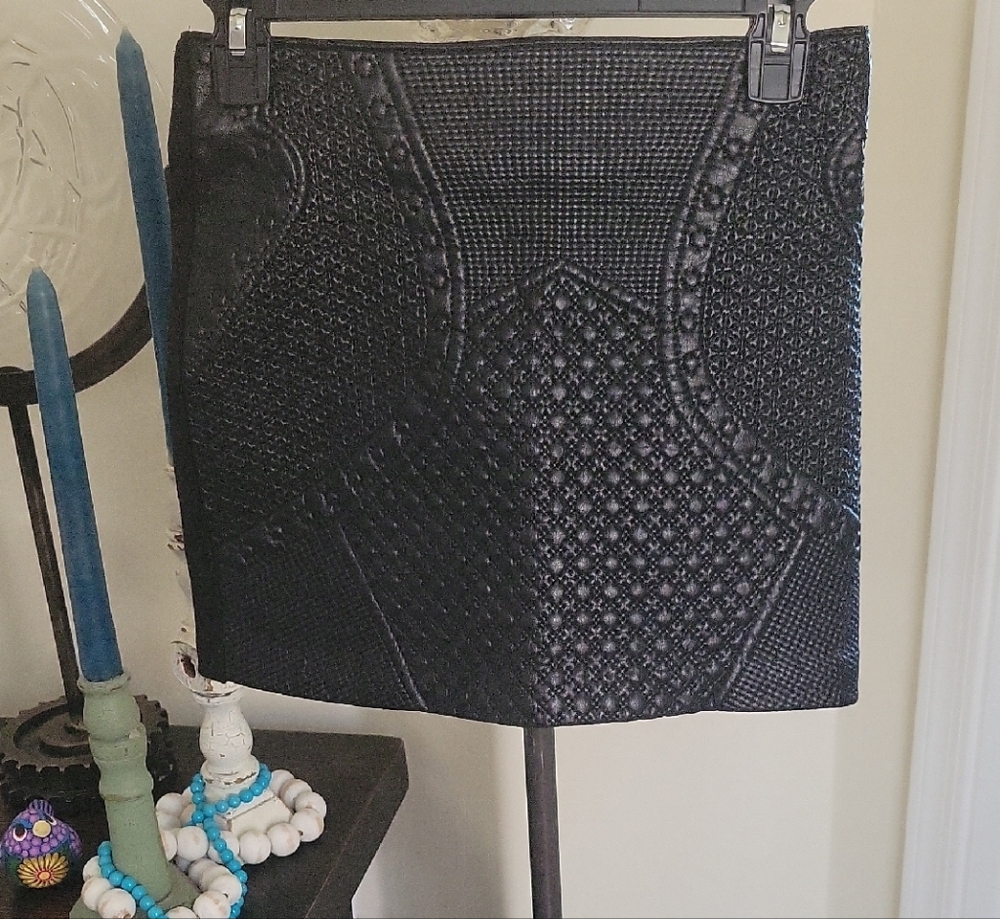 H&M Black Embellished Mini Pencil Skirt